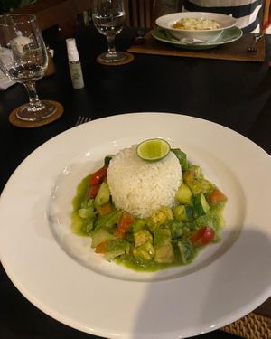 Thai green tofu curry  at BeingSattvaa in Ubud