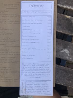 German menu  at Cafe Küstenkind in Greifswald