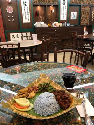 Butterfly pea flower coconut steam rice  at Coco Veggie Nonya Cuisine 椰素林 in Central Singapore