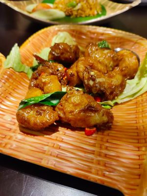 Fried Monkey Head Mushrooms with Butter! So delicious at Coco Veggie Nonya Cuisine 椰素林 in Central Singapore