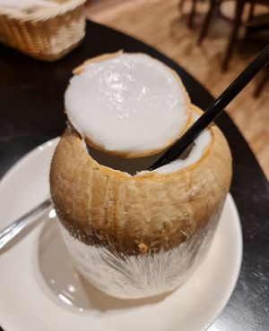 Coconut water ~ 24/4/22 at Coco Veggie Nonya Cuisine 椰素林 in Central Singapore