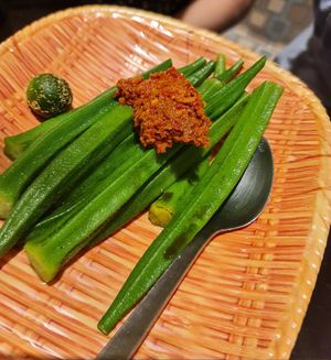 Fresh okra ~ 15/2/23 at Coco Veggie Nonya Cuisine 椰素林 in Central Singapore
