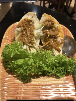 Satay fried tofu  at Coco Veggie Nonya Cuisine 椰素林 in Central Singapore