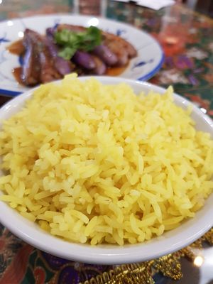 Yellow ginger rice at Coco Veggie Nonya Cuisine 椰素林 in Central Singapore
