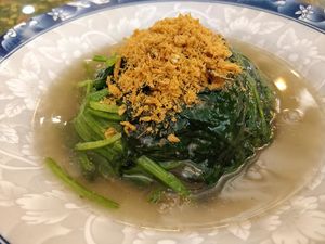 Spinach with ginger sauce at Coco Veggie Nonya Cuisine 椰素林 in Central Singapore