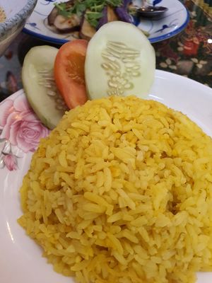 Yellow ginger rice at Coco Veggie Nonya Cuisine 椰素林 in Central Singapore