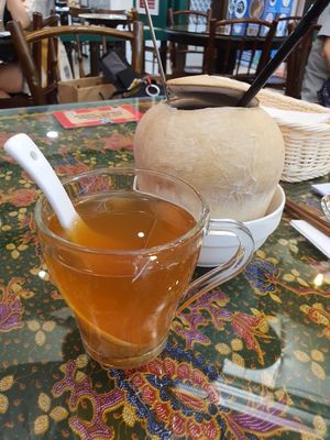 Apple sweet soup and coconut water ~ Circuit Breaker Period Phrase 2 at Coco Veggie Nonya Cuisine 椰素林 in Central Singapore