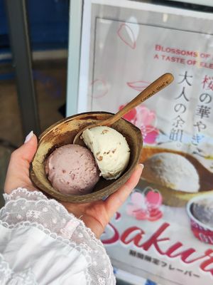 Sakura and banana flavours at Coconut Glen's in Tokyo