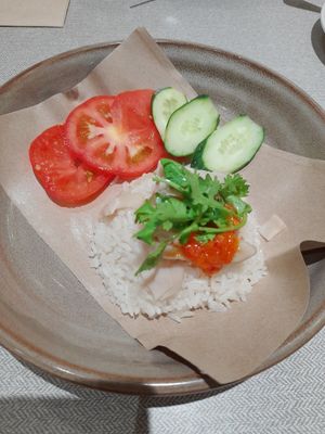 Mock chicken rice at elemen 元素 - Paya Lebar Quarter in Central Singapore