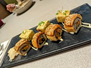Seaweed tempura tofu with unagi roll $15.80 😋 at elemen 元素 - Paya Lebar Quarter in Central Singapore