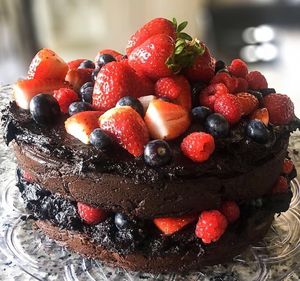 Now available our Sugar-free, Vegan & Gluten-free Layered Double Chocolate Cake at Noor Healthy in Amman