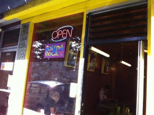 Outside at Samba Rock Acai Cafe in Santa Cruz