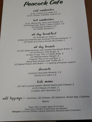 Healthy Menu  at Peacock Cafe in Stanmore