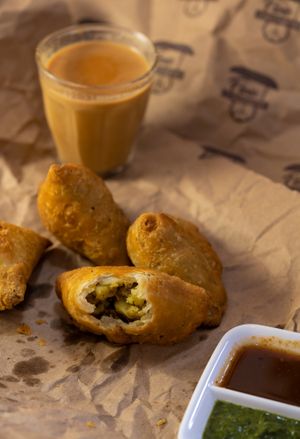 Samosa with Masala Chai at Five Chutneys in Arusha