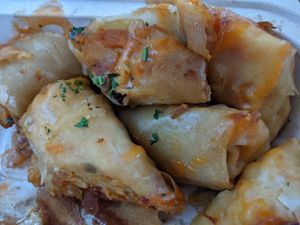 Spring rolls, tasty with smackaroni filling at Vegan Mob in Oakland