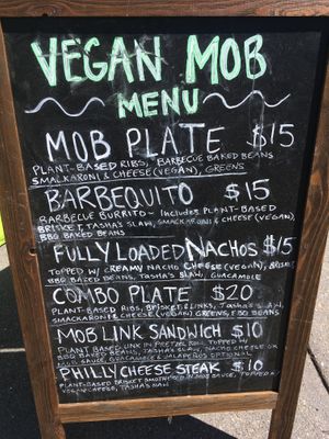 Menu at Vegan Mob in Oakland