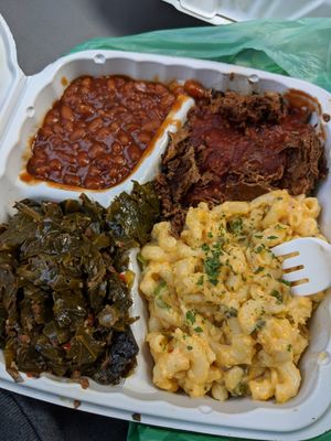 Mob plate with briskit at Vegan Mob in Oakland