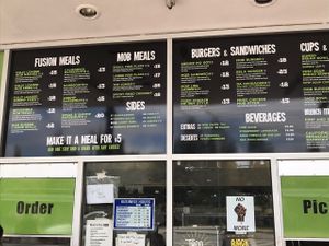 The menu at Vegan Mob in Oakland