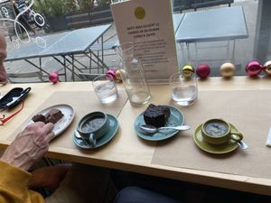 Chocolate cake, brownie, and espresso   at apeti - Ségur in Paris