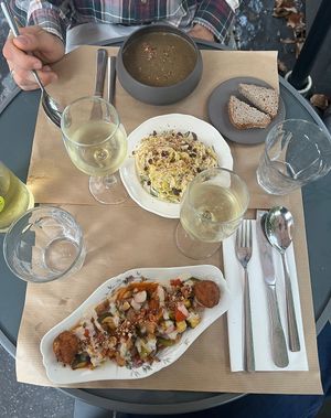 Soup du jour, marinated leeks, mini ratatouille   at apeti - Ségur in Paris