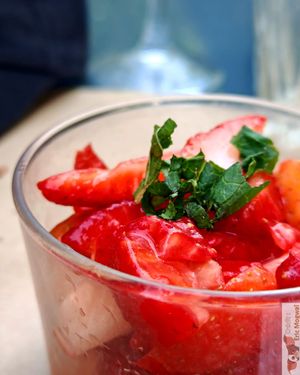 Strawberries in season, simmered, delicious and not too sweet as I like them. at apeti - Ségur in Paris