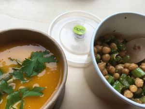 Soup and salad  at apeti - Ségur in Paris