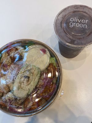 crunchy caesar salad and very berry protein smoothie  at Oliver Green - East in Amsterdam