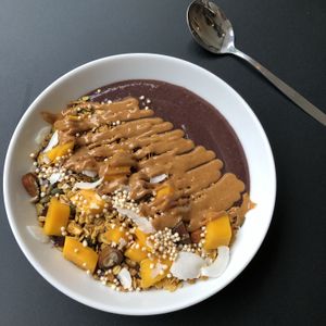Açai Bowl with extra mango   at Oliver Green - East in Amsterdam
