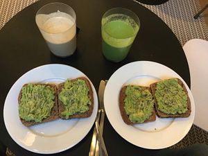 Avo toast, Peanut butter and Daily green smoothies  at Oliver Green - East in Amsterdam
