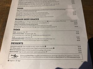 Menu Sept 2021 at Innis & Gunn in Dundee