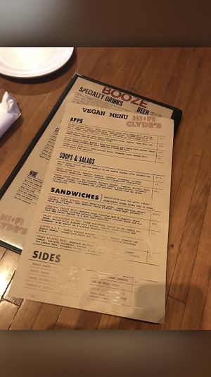 Menu  at HiFi Clyde's in Chattanooga