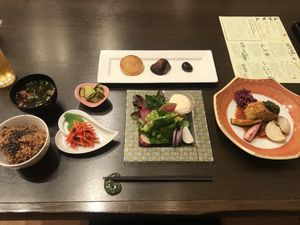Dinner, traditional Japanese cuisine   at Goen no Mori in Yugawara
