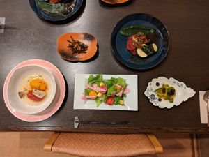 various dishes at Goen no Mori in Yugawara