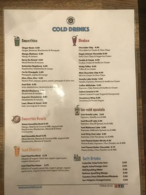 Drinks menu (August 2023)  at Ocean Bells Coffee Company in Watford