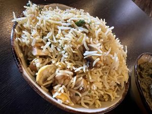 Mushrooms rice  at Namaste Delhi in Aberdeen