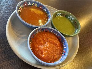 Dipping sauces  at Namaste Delhi in Aberdeen