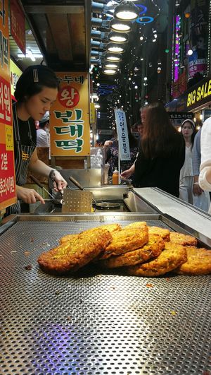 Mung bean pancake, aka Korean pizza. at Koreapizza in Busan