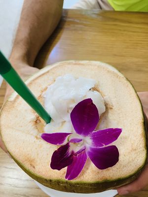 Coconut shake in coconut  at Coconuts in Krabi