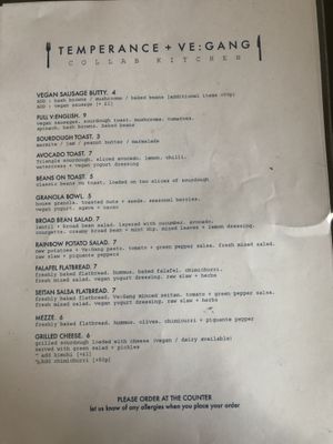 Food mostly vegan just with dairy cheese option at Temperance in Halifax