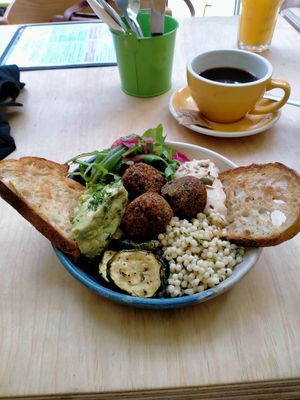 Falafel mezze bowl. Delicious. at Temperance in Halifax