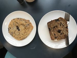 Banana bread and chocolate chip cookie  at Temperance in Halifax