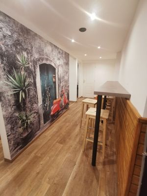 Lots of seating in the back at Da Giovanni in Budapest