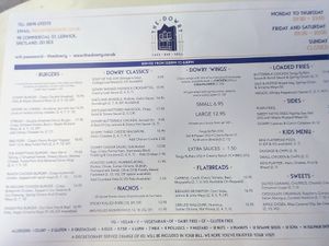 A few VGs, burger,  cauliflower wings. Today's soup of the day too. at The Dowry in Lerwick