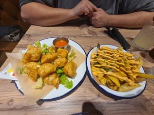 cauli wings and loaded fries at The Dowry in Lerwick