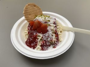 Wonderful vegan Spaghettieis  at Lecko Mio in Berlin