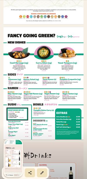 Vegetarian/vegan menu at Maki & Ramen - W Richmond St in Edinburgh