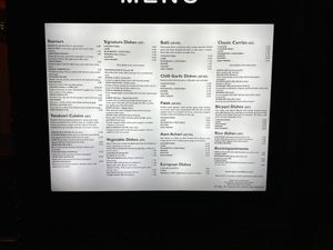 Menu, VG is vegan  at Spice Tandoori in Fort William