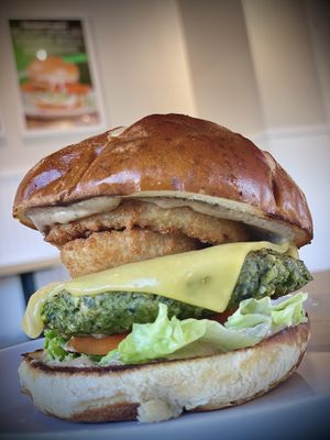 Mean Green Frankenburger  at Veggie Grill by Next Level in Burbank