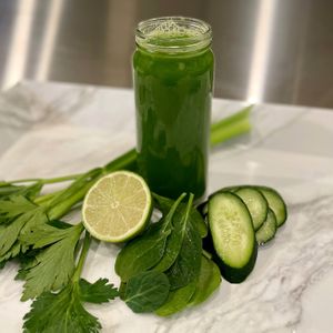 Green cold press juice at Conscious Meals in Sedona