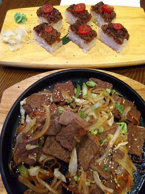 Mock meat at Broadway Station Sushi in Vancouver